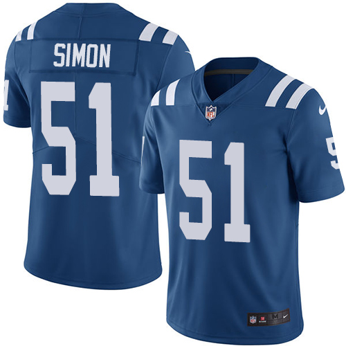 Nike Colts #51 John Simon Royal Blue Team Color Men's Stitched NFL Vapor Untouchable Limited Jersey